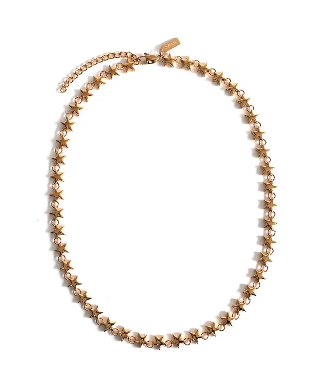 unshinebar-star-chain-halskette-gold-8mm-45cm-edelstahl image 1