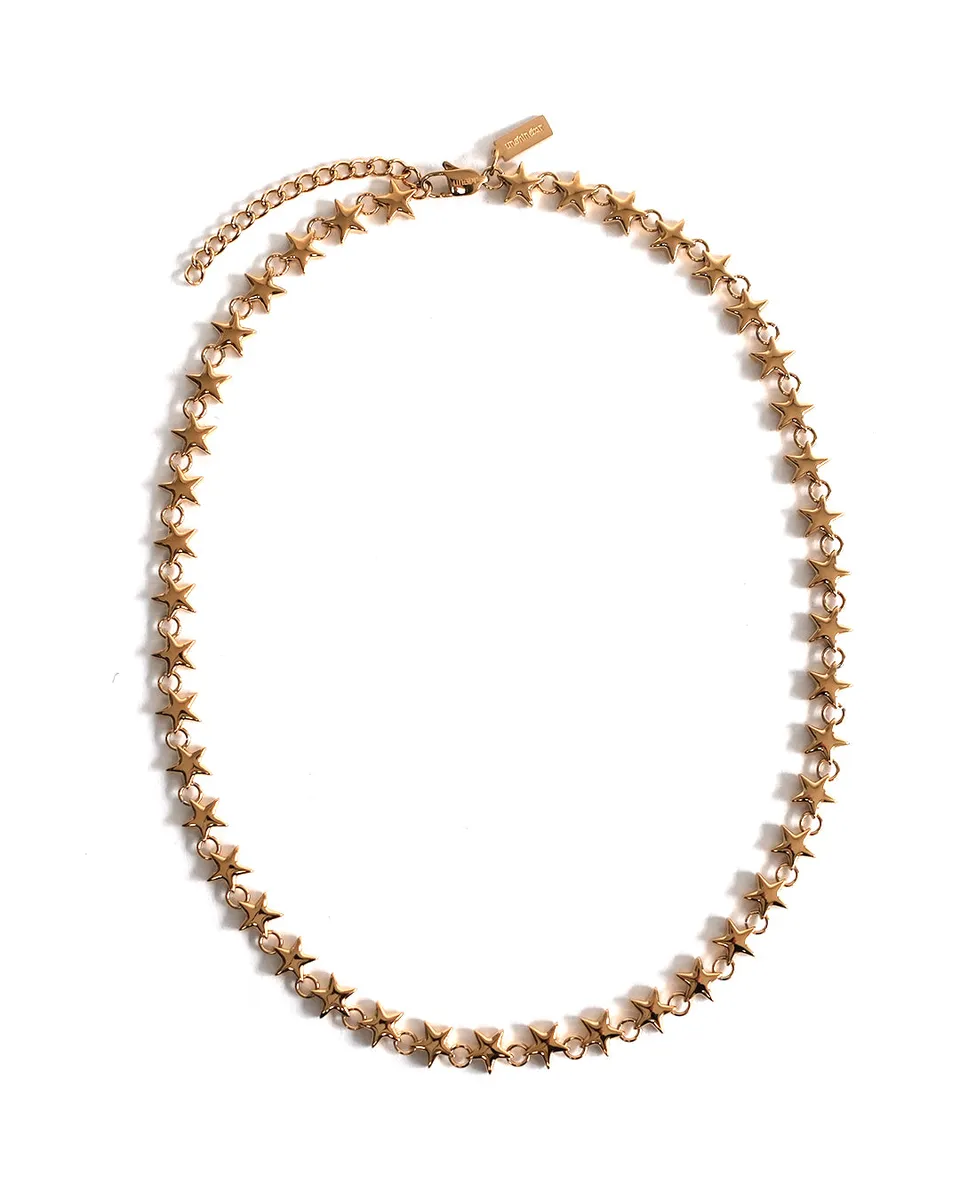 unshinebar-star-chain-halskette-gold-8mm-45cm-edelstahl image 1