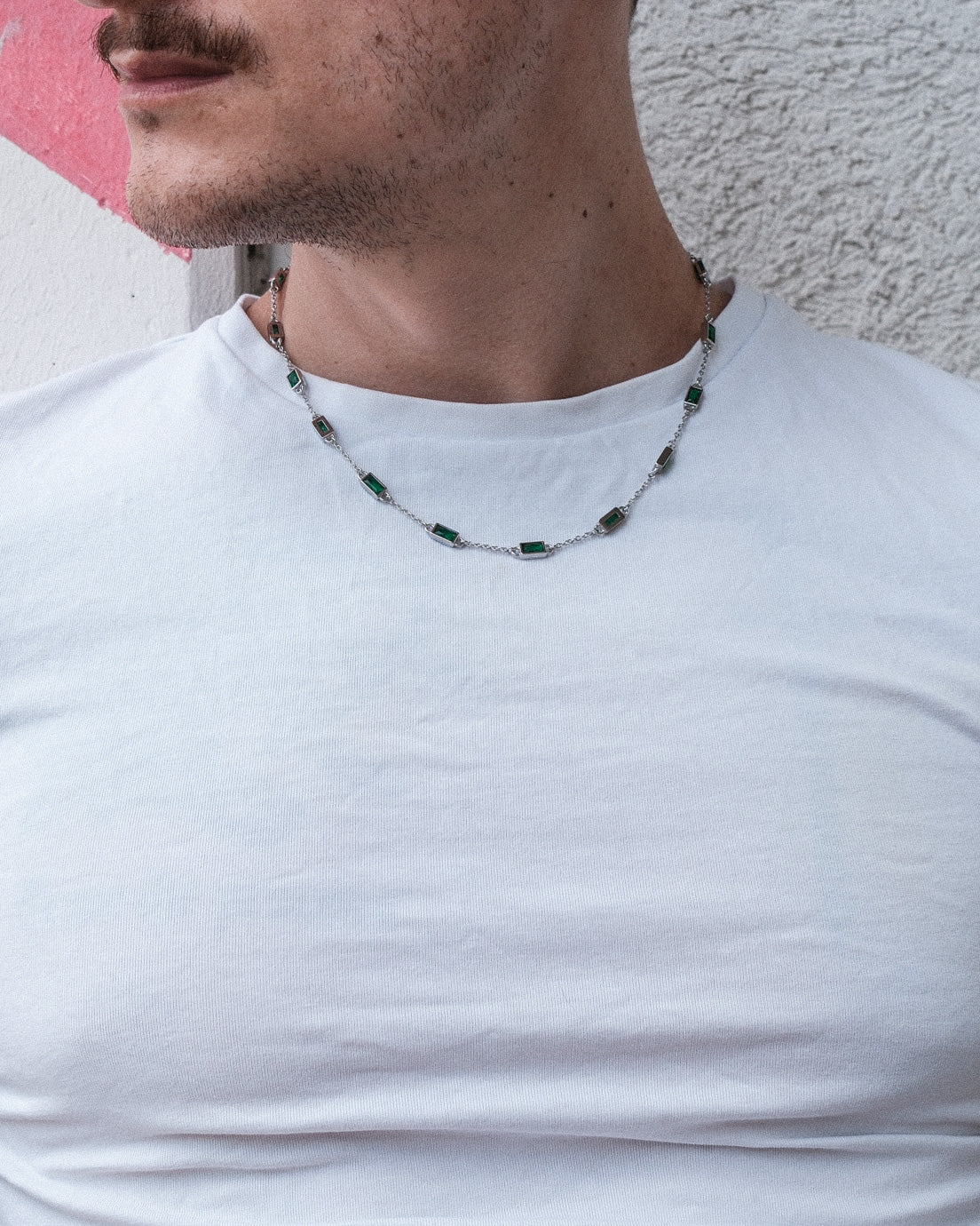 unshinebar-gemstone-tennis-kette-silber-gr-n-zirkonia-45cm image 2