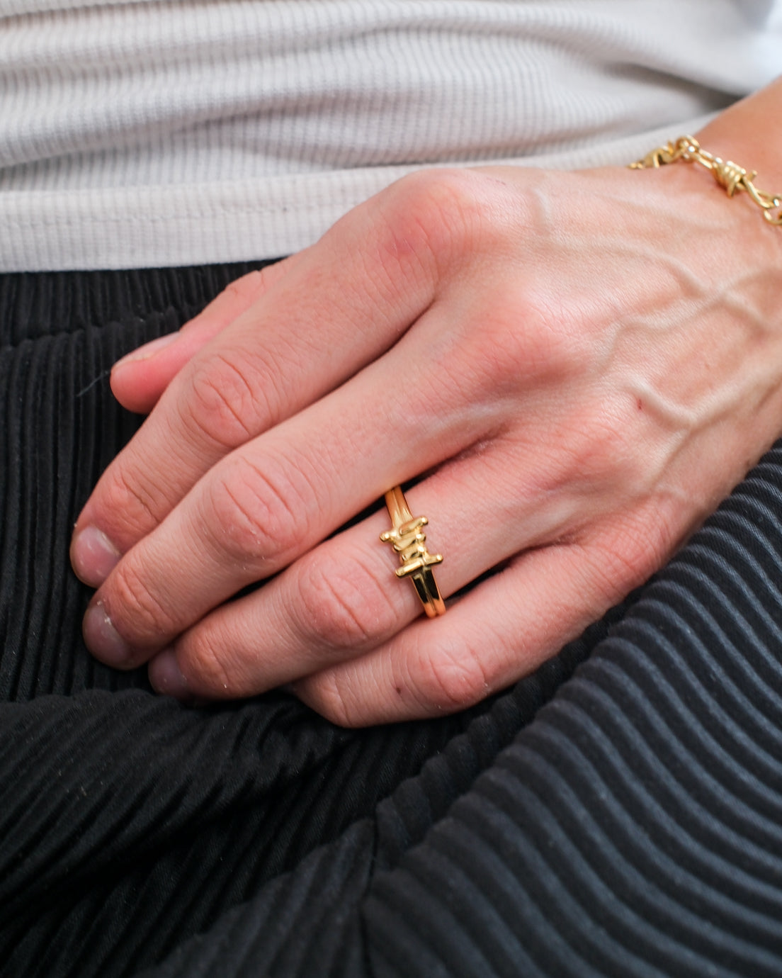 unshinebar-barbed-wire-ring-stacheldraht-silber-gold-edelstahl image 5