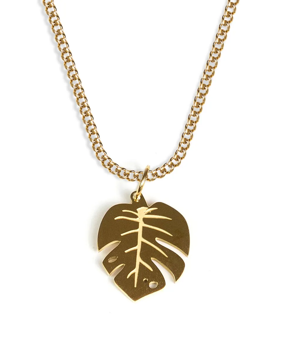 unshinebar-monstera-necklace-halskette-gold-45cm-18k image 1