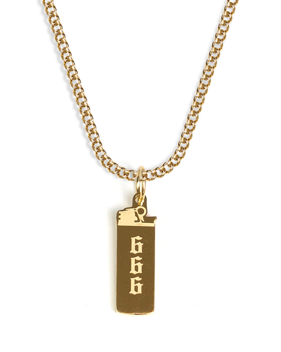 unshinebar-lighter-kette-gold-mit-feuerzeug-anh-nger-666-edelstahl image 1