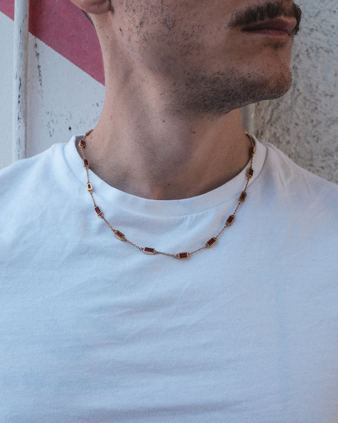 unshinebar-gemstone-tennis-kette-gold-rot-45-5-cm image 2