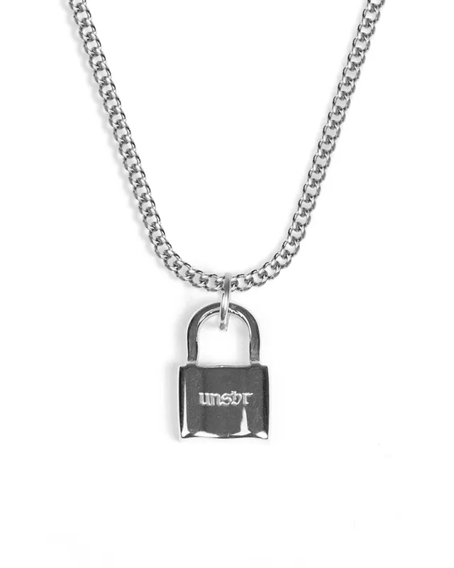 unshinebar-lock-halskette-schloss-silber-45-cm-edelstahl image 1