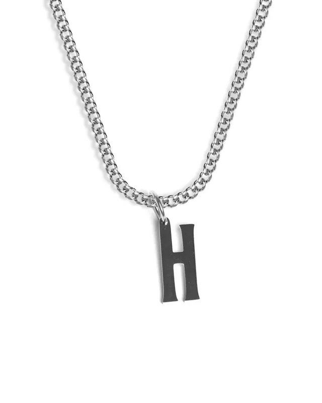 unshinebar-initial-h-halskette-silber-45cm-edelstahl image 1