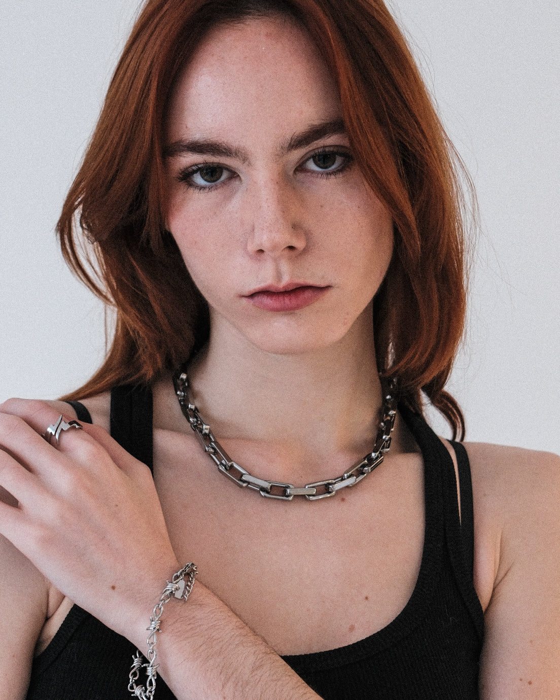 unshinebar-square-choker-kette-silber-45cm-10mm-edelstahl image 5