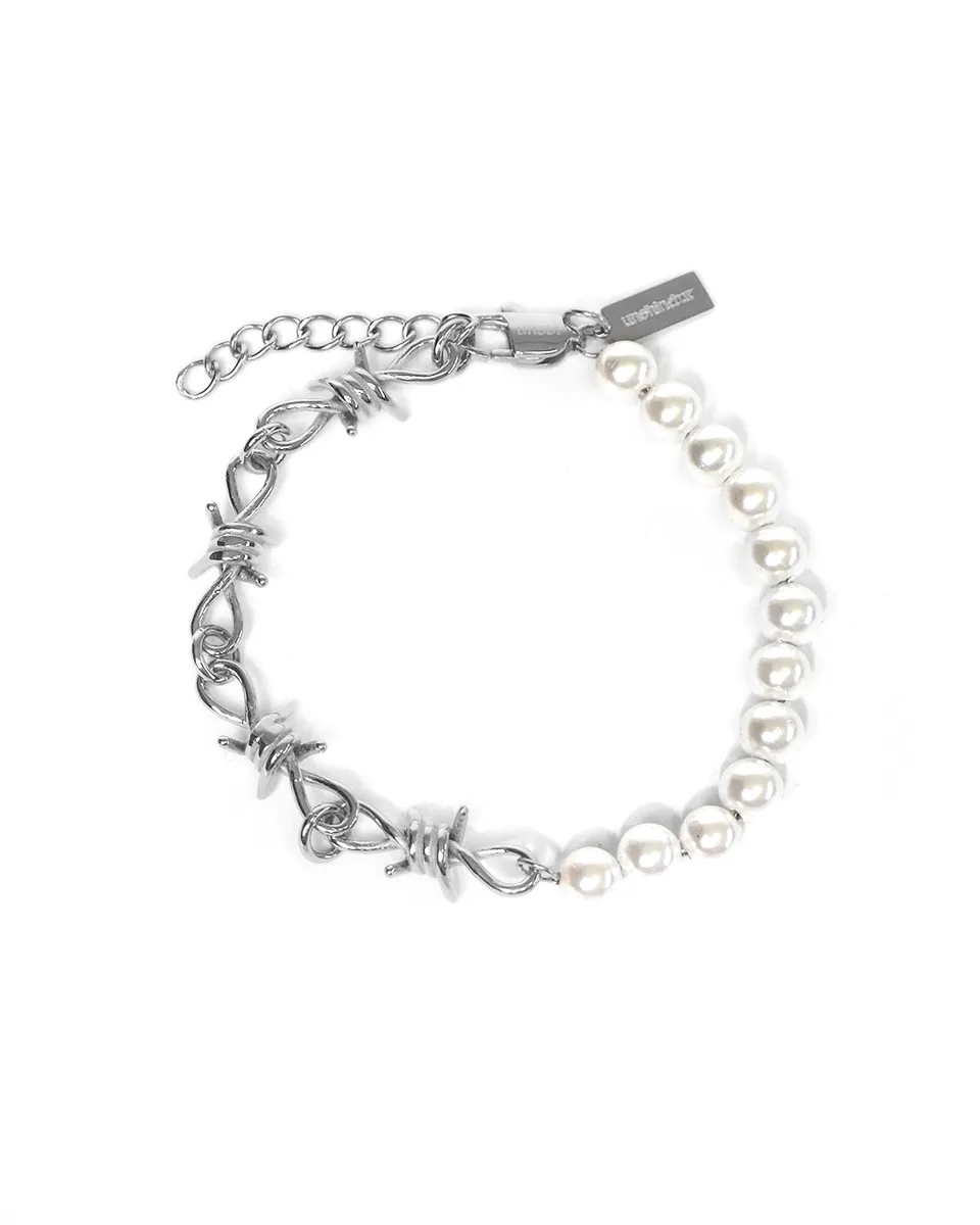 unshinebar-pearl-barbed-wire-armband-silber-perlen-18-5cm image 1