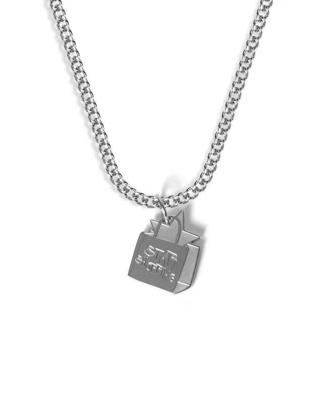 unshinebar-star-shopping-halskette-silber-45cm-edelstahl image 1