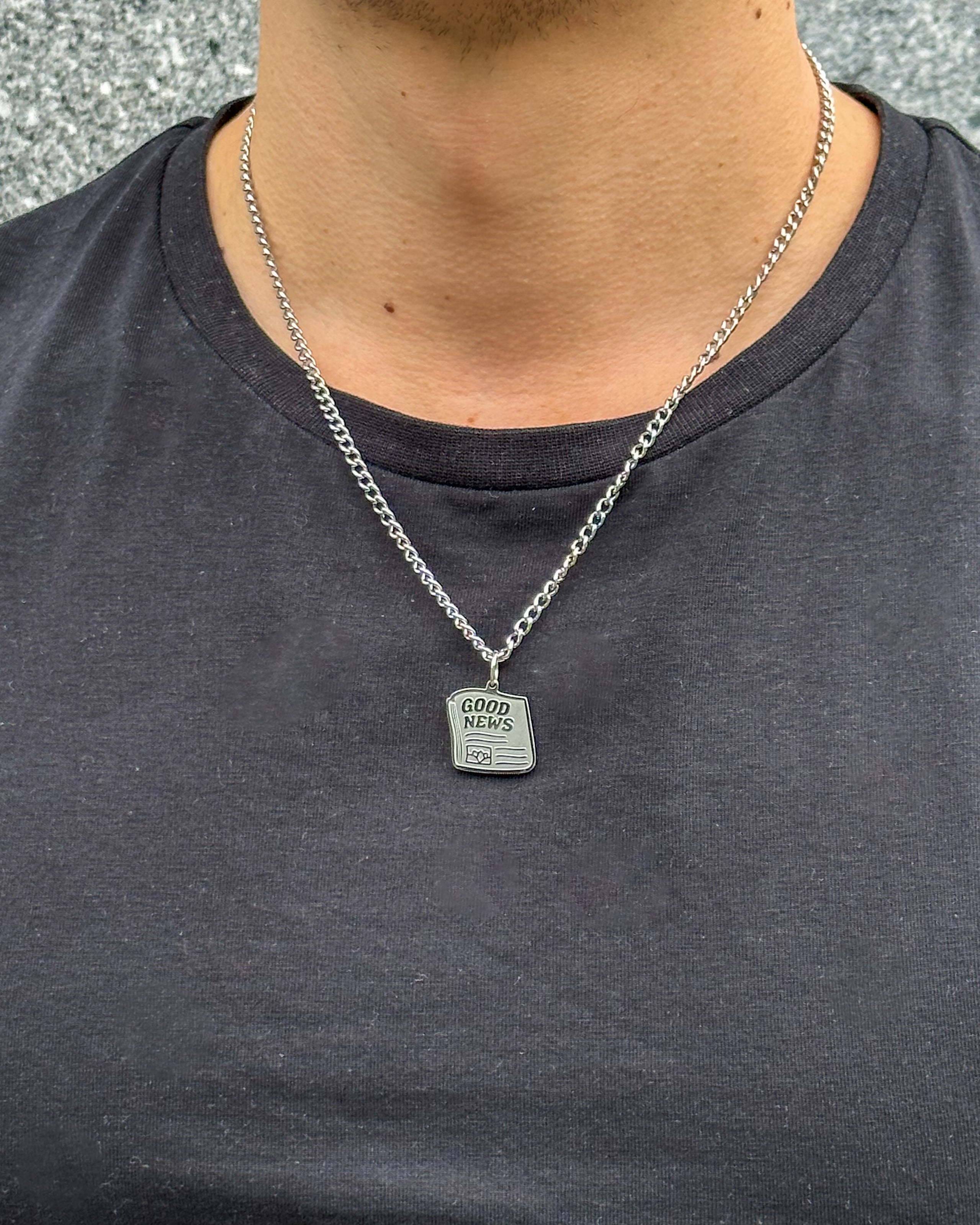 unshinebar-good-news-kette-silber-musik-anh-nger-edelstahl image 3