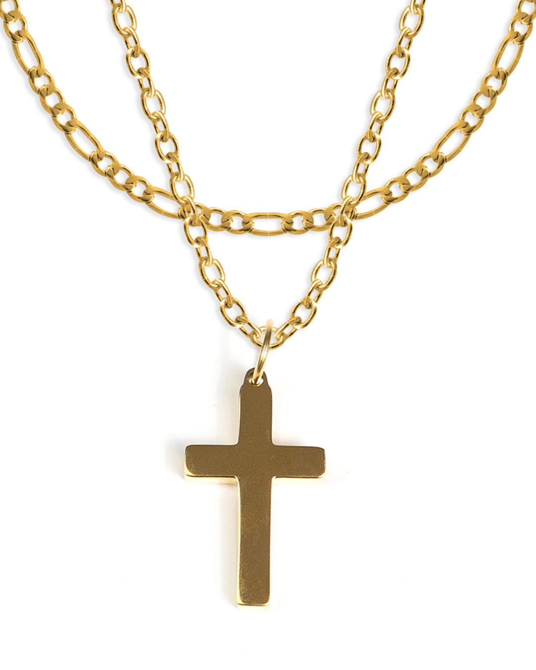unshinebar-cross-set-gold-kette-45cm-edelstahl image 1