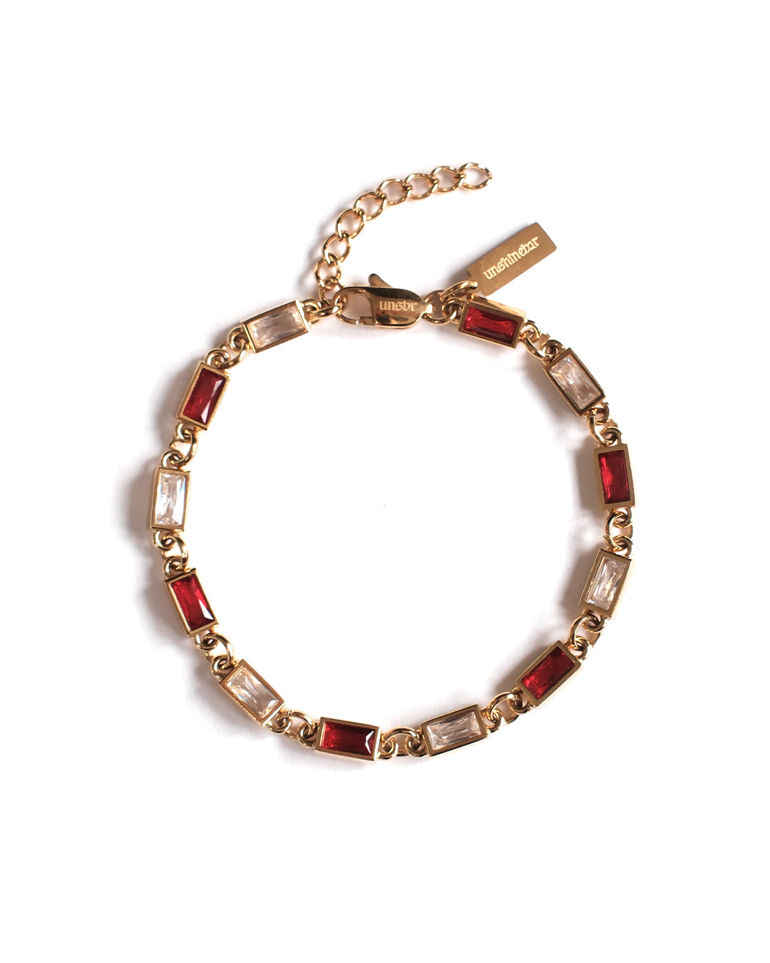 unshinebar-red-lava-armband-gold-18-5cm-zirkonia image 1