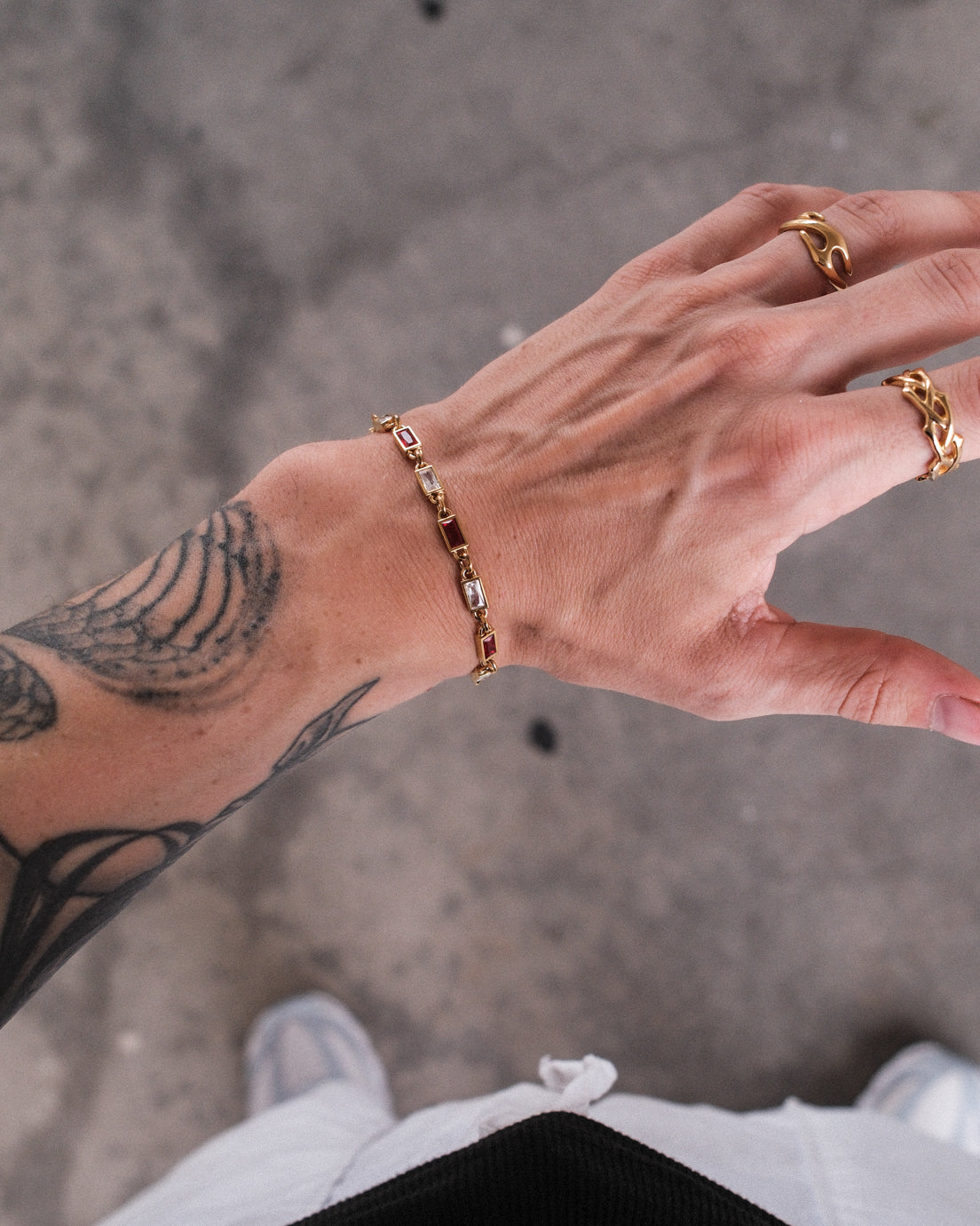 unshinebar-red-lava-armband-gold-18-5cm-zirkonia image 5