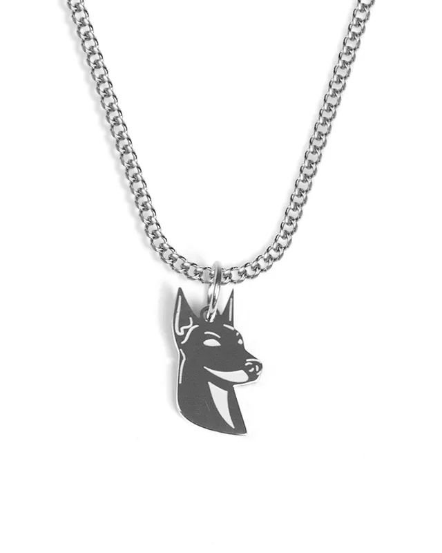 unshinebar-doberman-halskette-silber-45-cm-edelstahl image 1