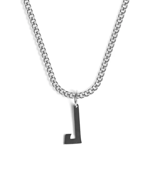 unshinebar-initial-j-halskette-silber-45cm-edelstahl image 1