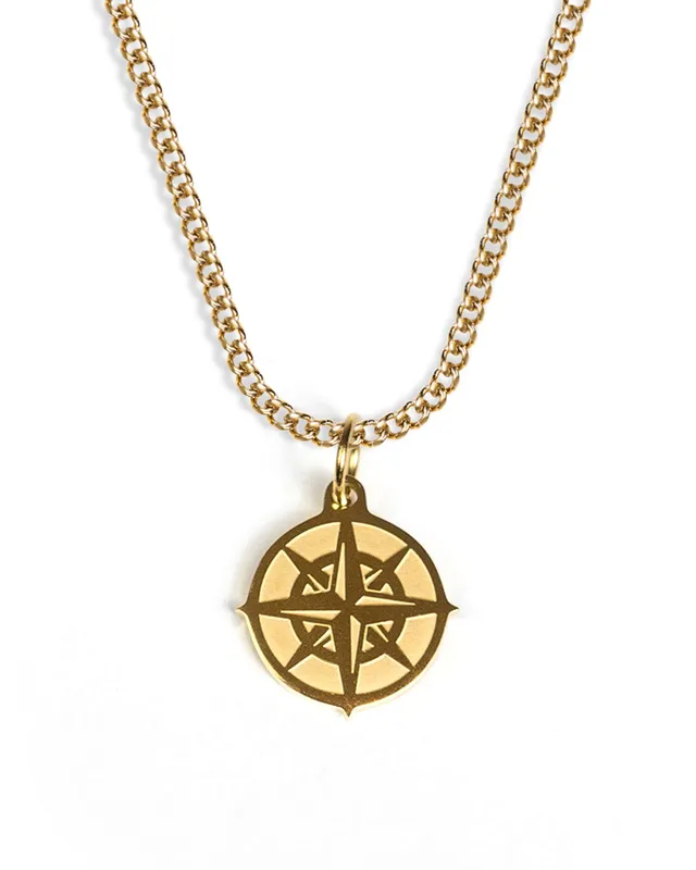 unshinebar-compass-halskette-gold-45-cm-edelstahl-wasserfest image 1