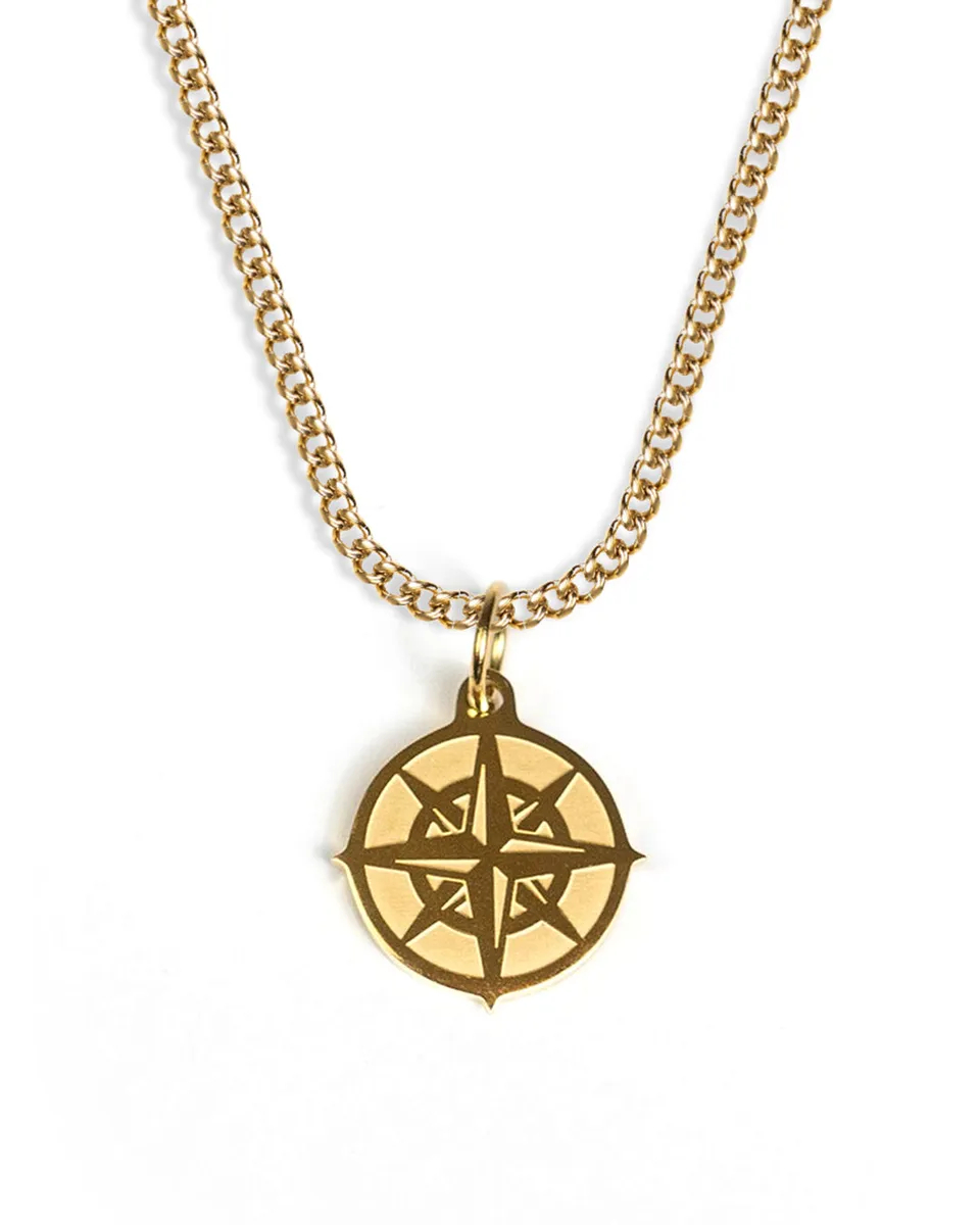 unshinebar-compass-halskette-gold-45-cm-edelstahl-wasserfest image 1