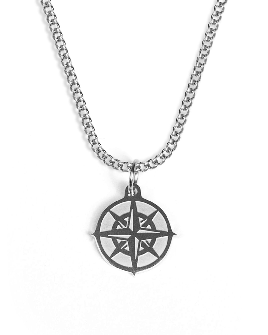 unshinebar-compass-kette-silber-kompass-edelstahl image 1