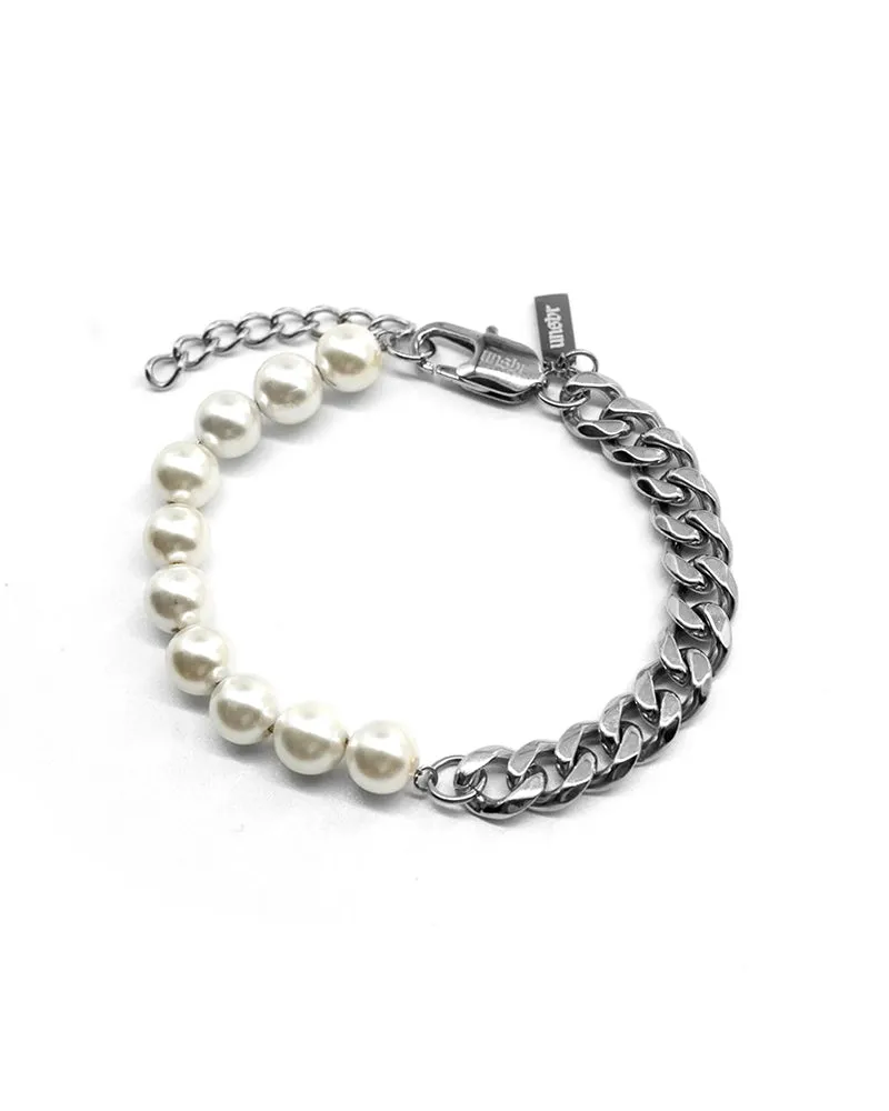 unshinebar-pearl-cuban-armband-silber-perlen-8mm image 1