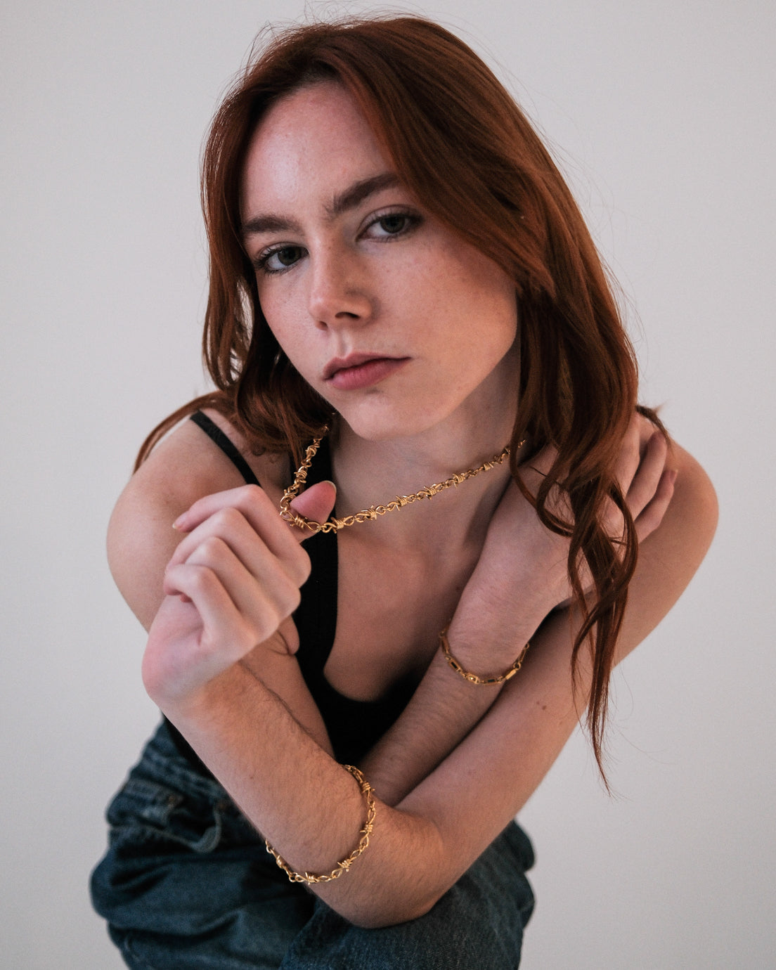 unshinebar-barbed-wire-chain-kette-gold-45cm-edelstahl-5mm image 6