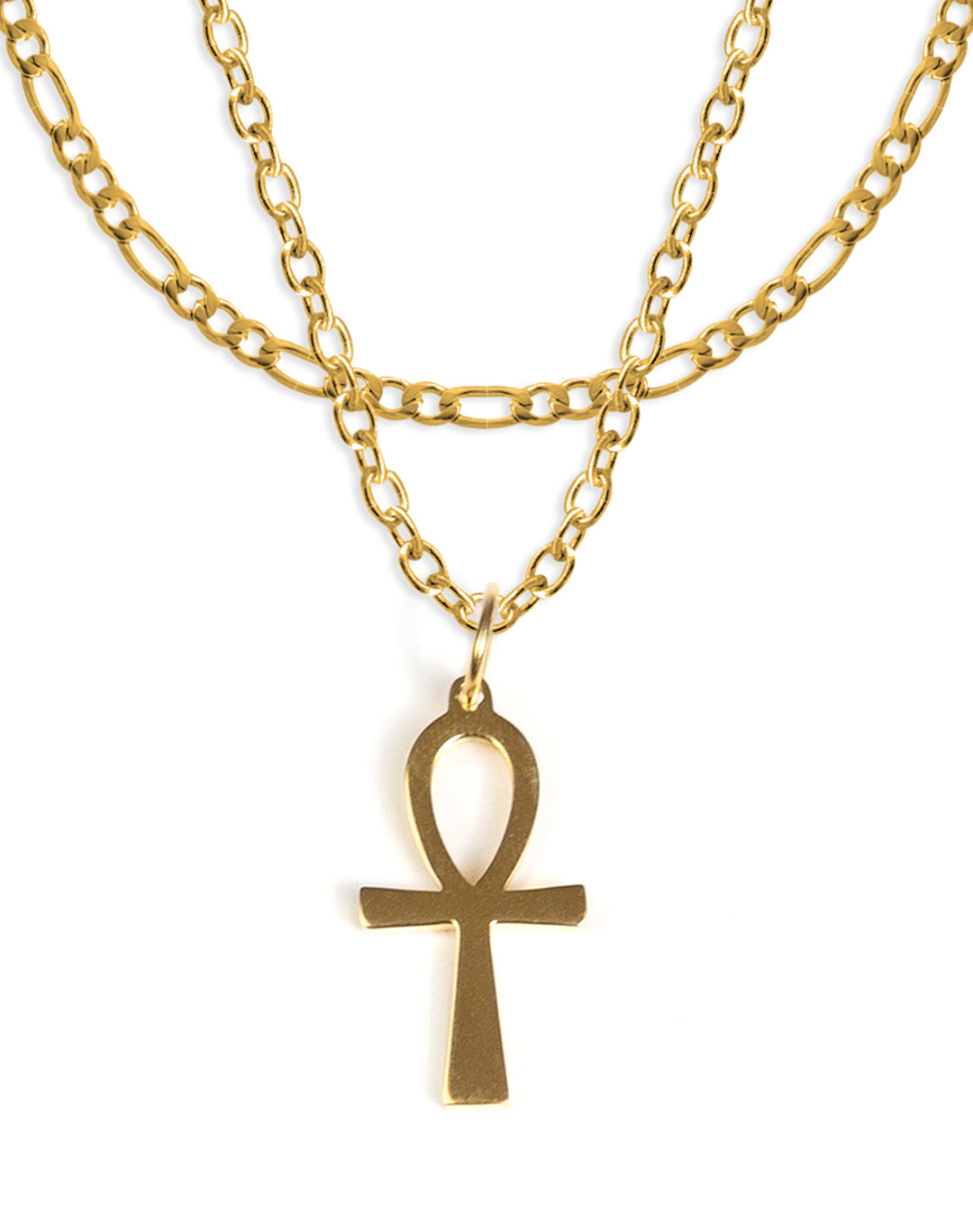 unshinebar-ankh-set-gold-kette-mit-anh-nger-figaro image 1