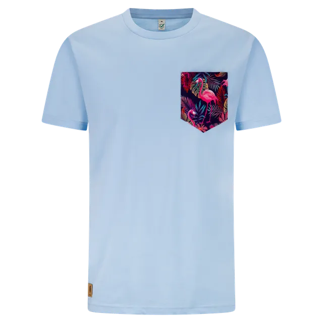 edelbunt-flamingo-hellblau-herren-t-shirt-biobaumwolle image 1