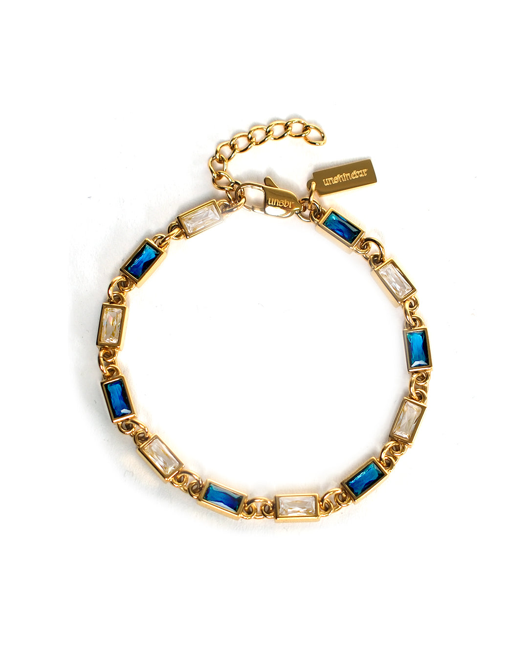 unshinebar-blue-ocean-tennisarmband-gold-3-mm image 1