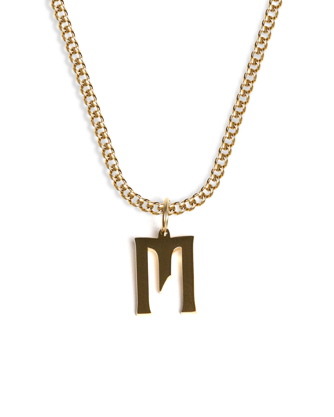 unshinebar-initial-m-halskette-gold-45cm-oval-wasserfest image 1
