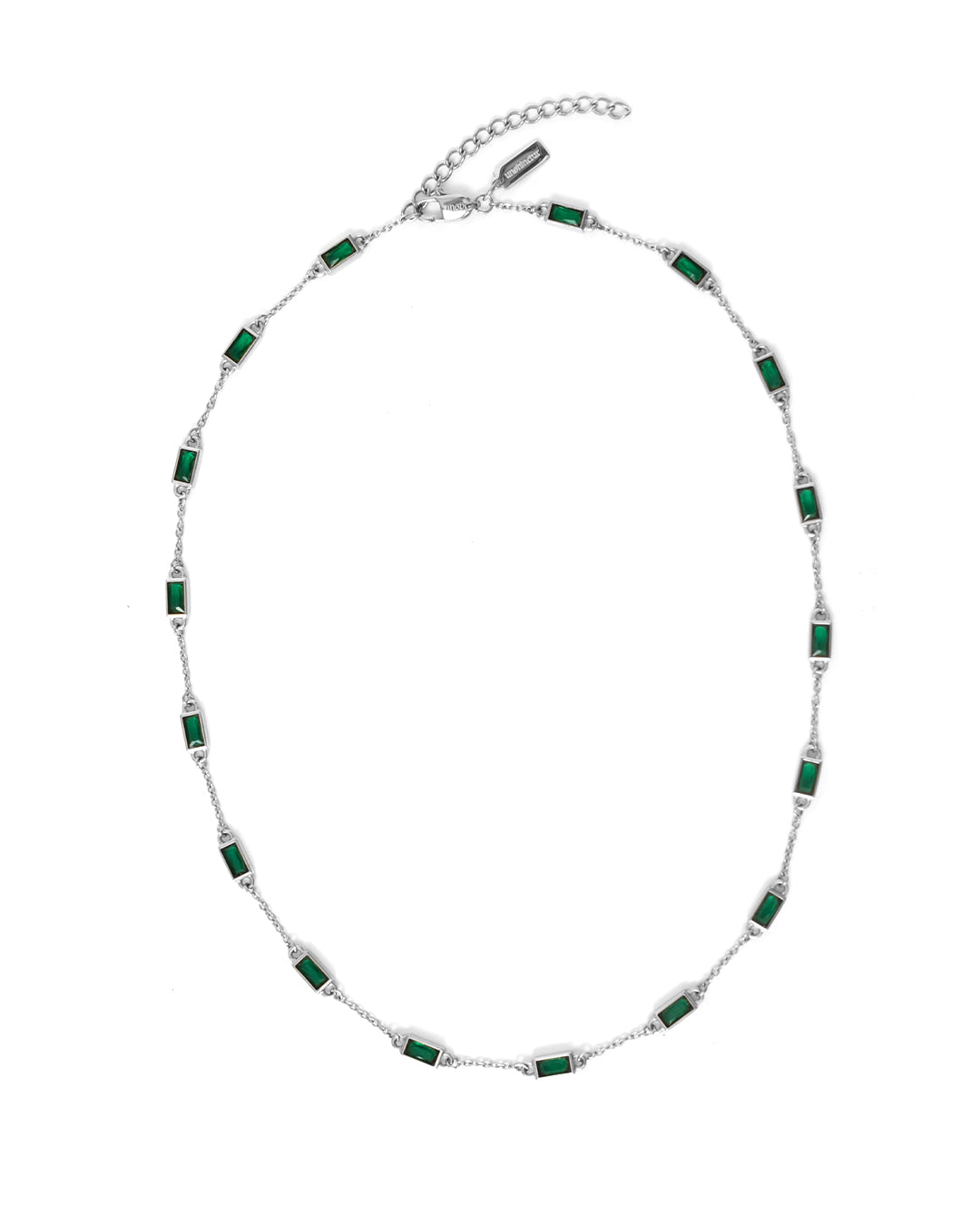 unshinebar-gemstone-tennis-kette-silber-gr-n-zirkonia-45cm image 1