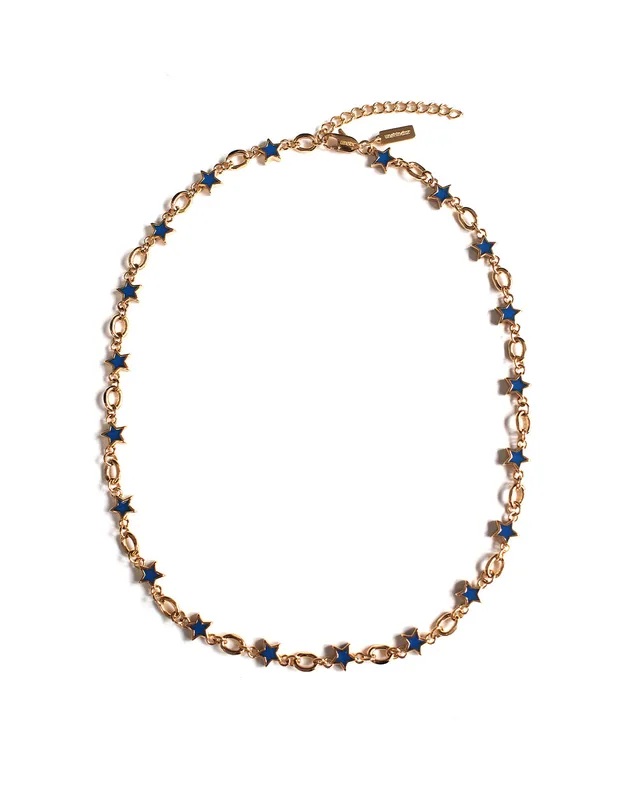 unshinebar-midnight-blue-star-kette-gold-45cm image 1
