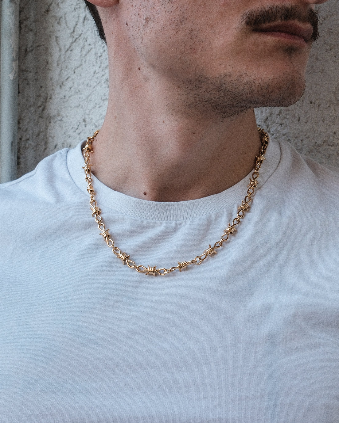 unshinebar-barbed-wire-chain-kette-gold-45cm-edelstahl-5mm image 2
