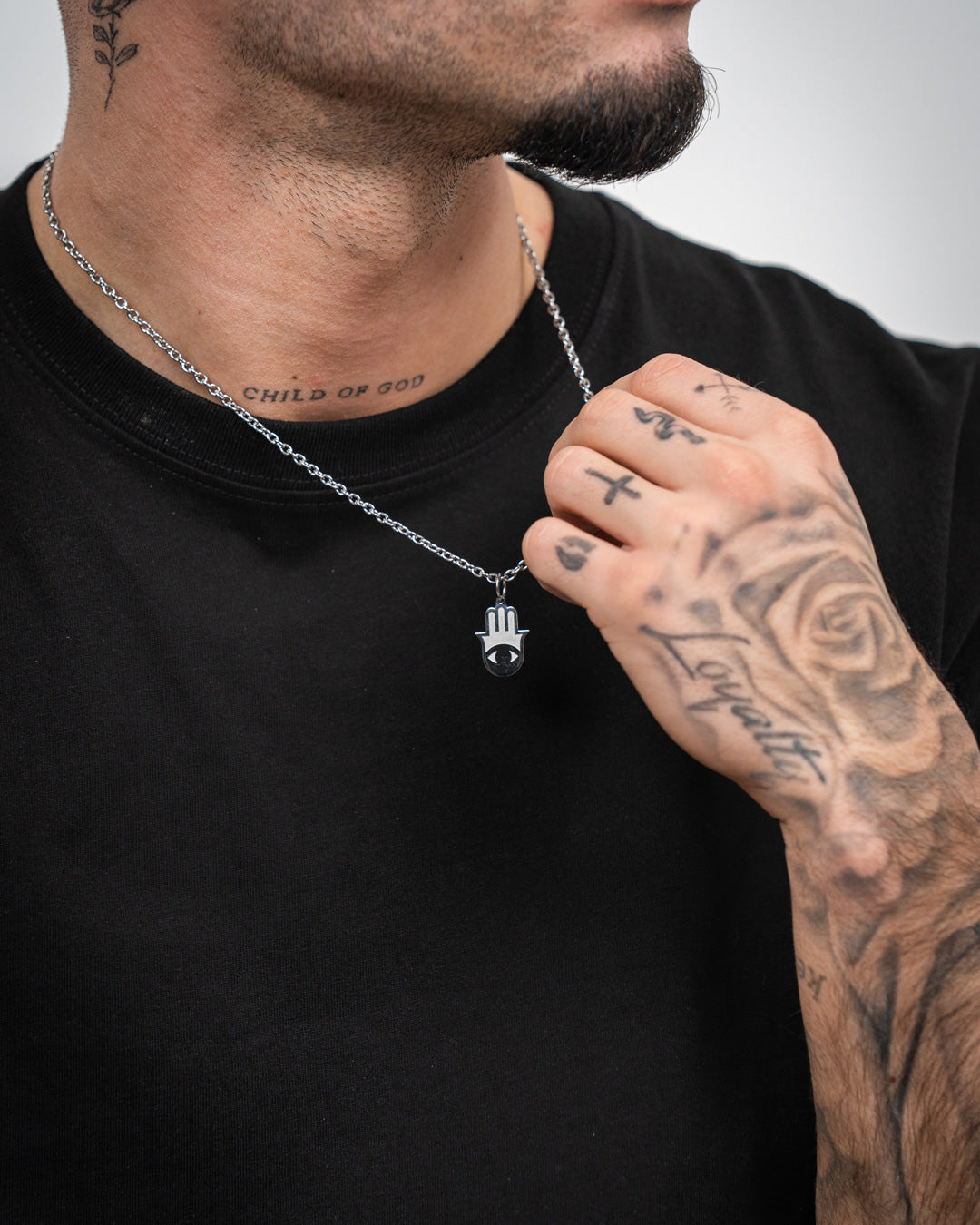 unshinebar-hand-of-fatima-kette-silber-mit-hamsa-anh-nger-edelstahl image 2