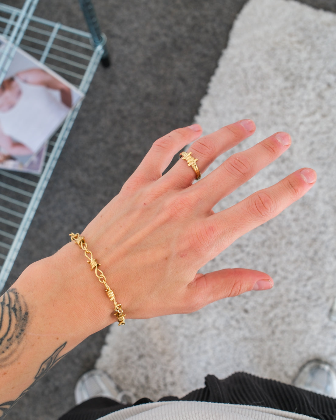 unshinebar-barbed-wire-ring-stacheldraht-silber-gold-edelstahl image 6