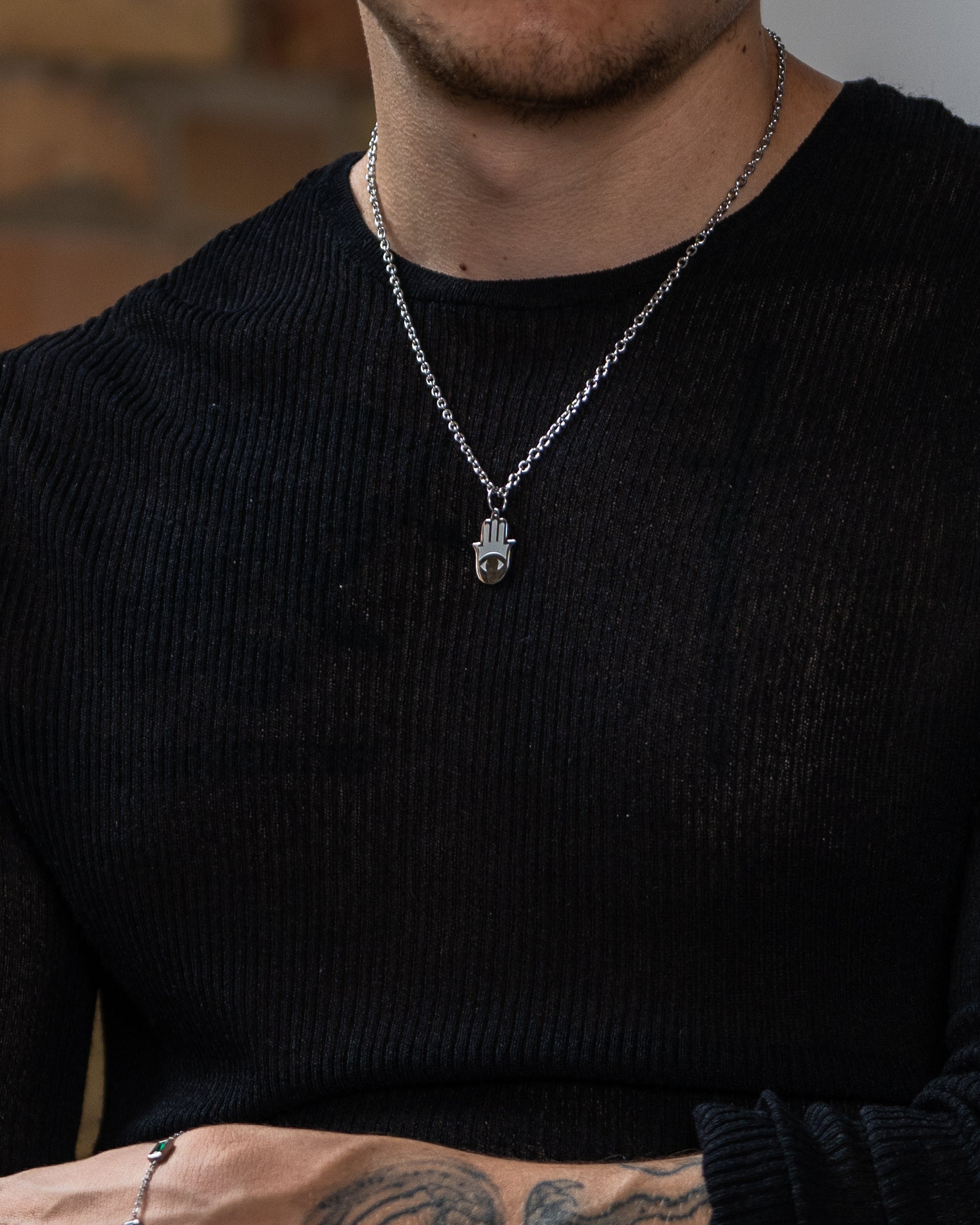 unshinebar-hand-of-fatima-kette-silber-mit-hamsa-anh-nger-edelstahl image 3