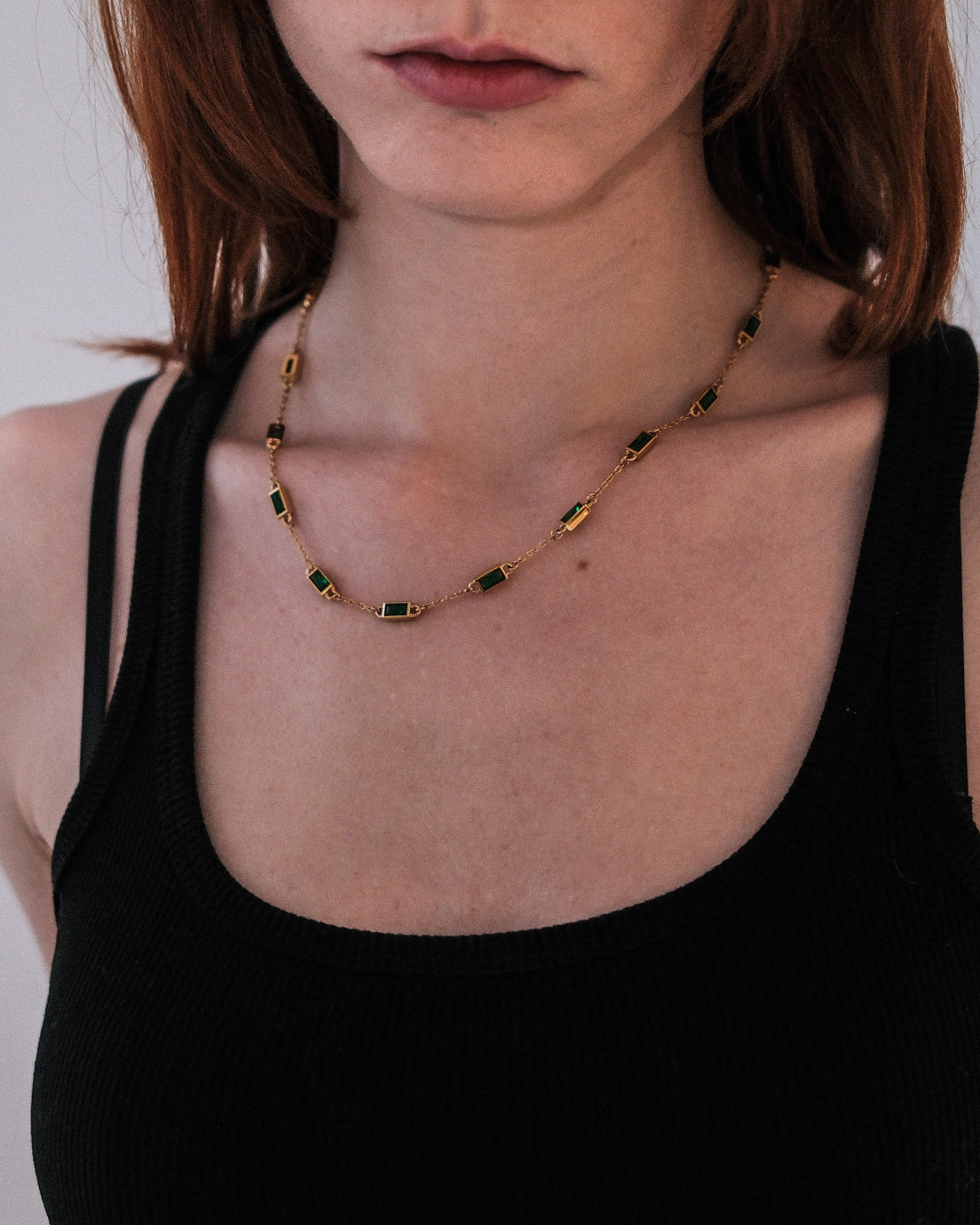 unshinebar-gemstone-chain-green-gold-tennis-kette image 4