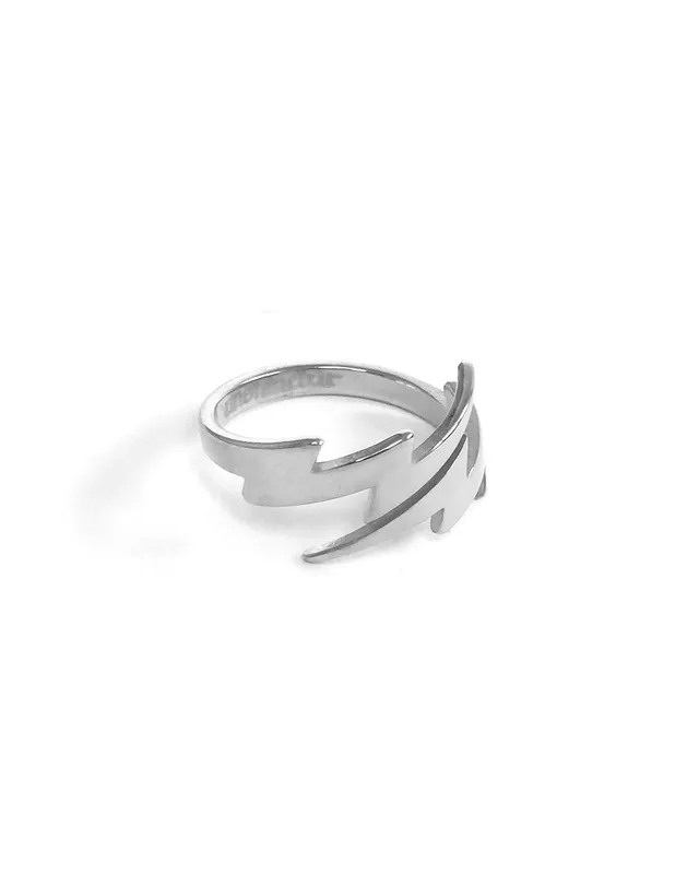 unshinebar-lightning-bolt-blitzring-silber-edelstahl image 1